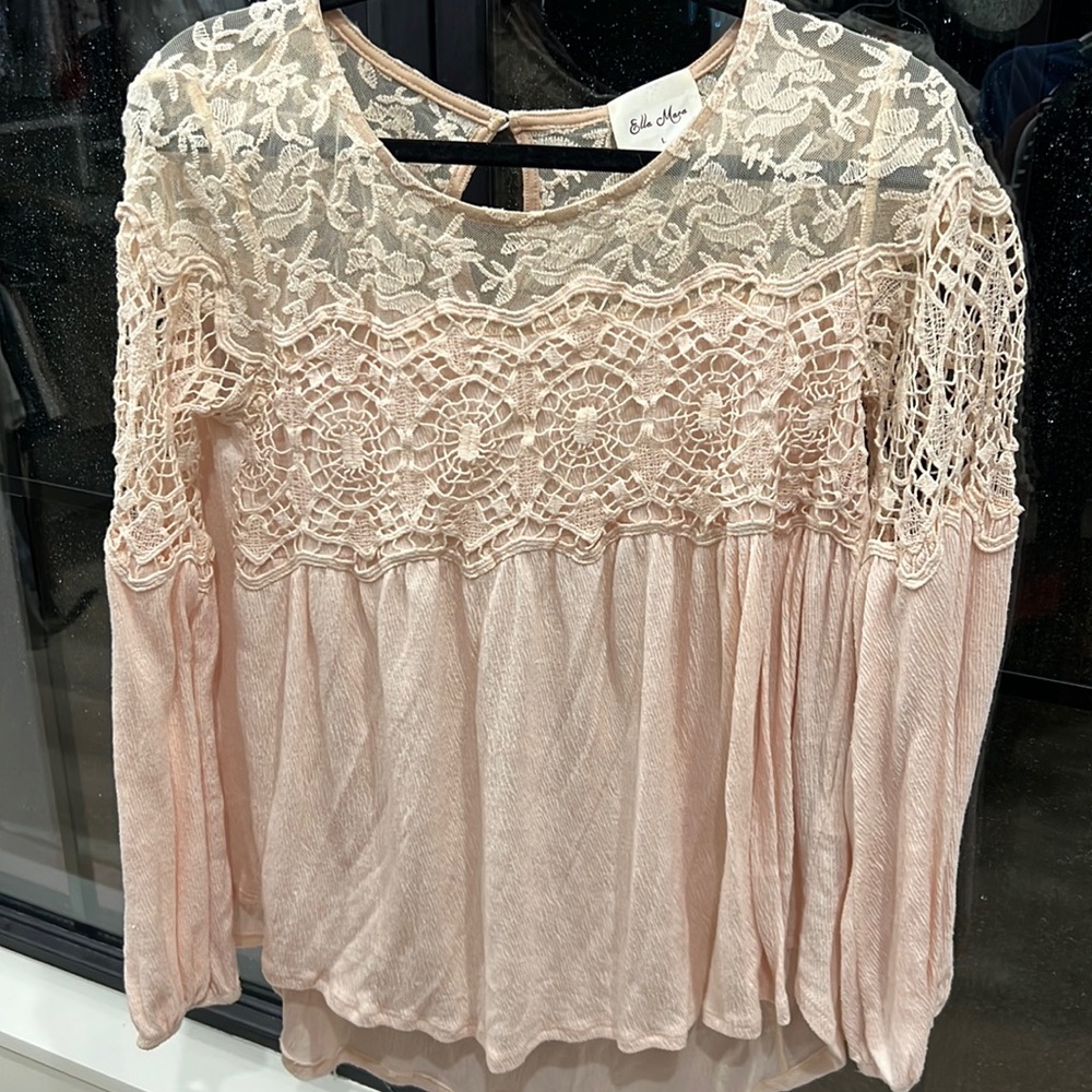 Pink crochet Blouse - Size L